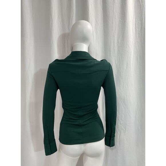 Proenza Schouler 'Matte' Green Long Sleeve Crepe Button Down Size 2 - Picture 3 of 5